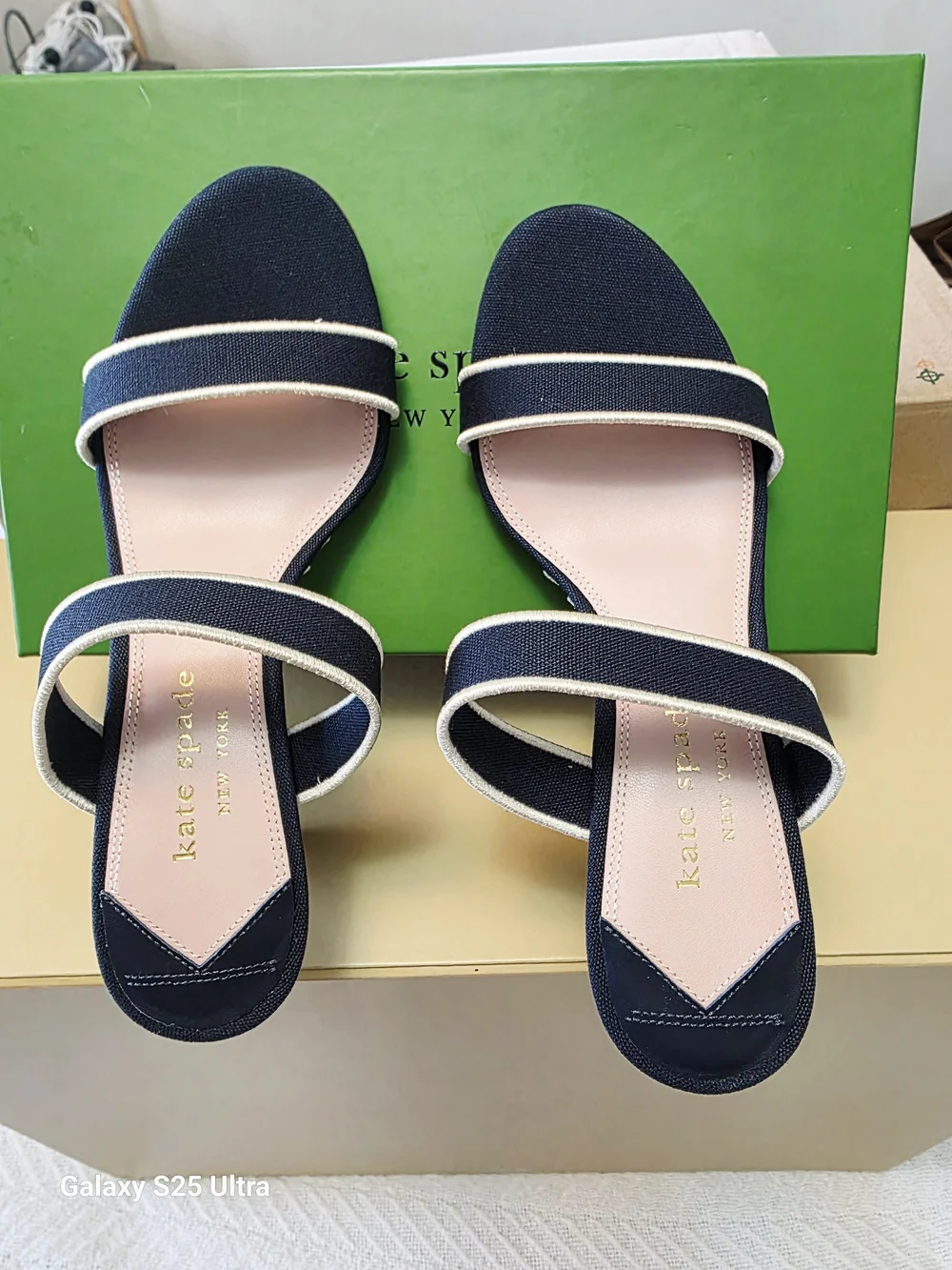 Kate Spade Santorini Wedges In Blazer Blue/Cream  Size 7B